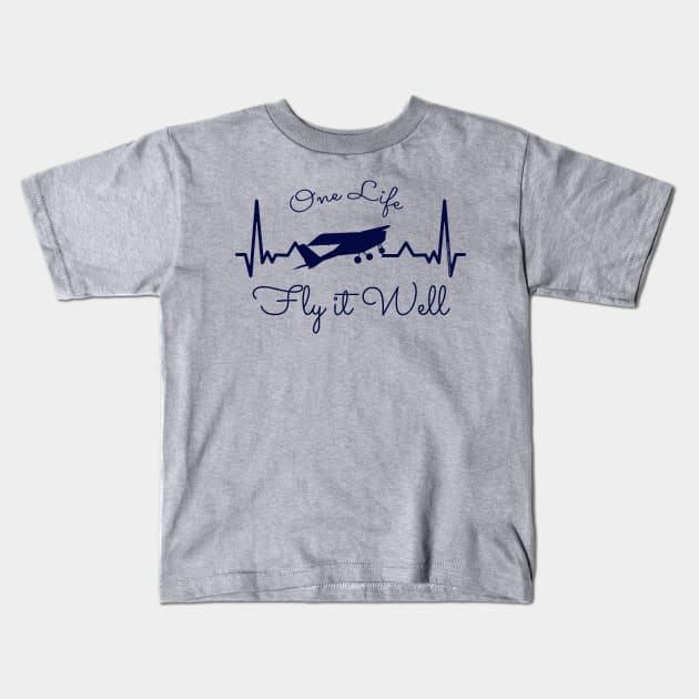 Flying Airplane Pilot Ultralight Heartbeat Design Kids T-Shirt by Dibble Dabble Designs